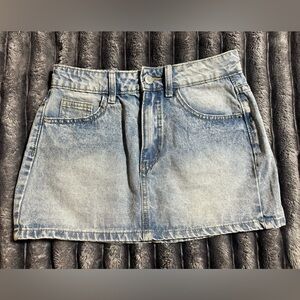 SHEIN Light Blue Faded Denim Mini Skirt